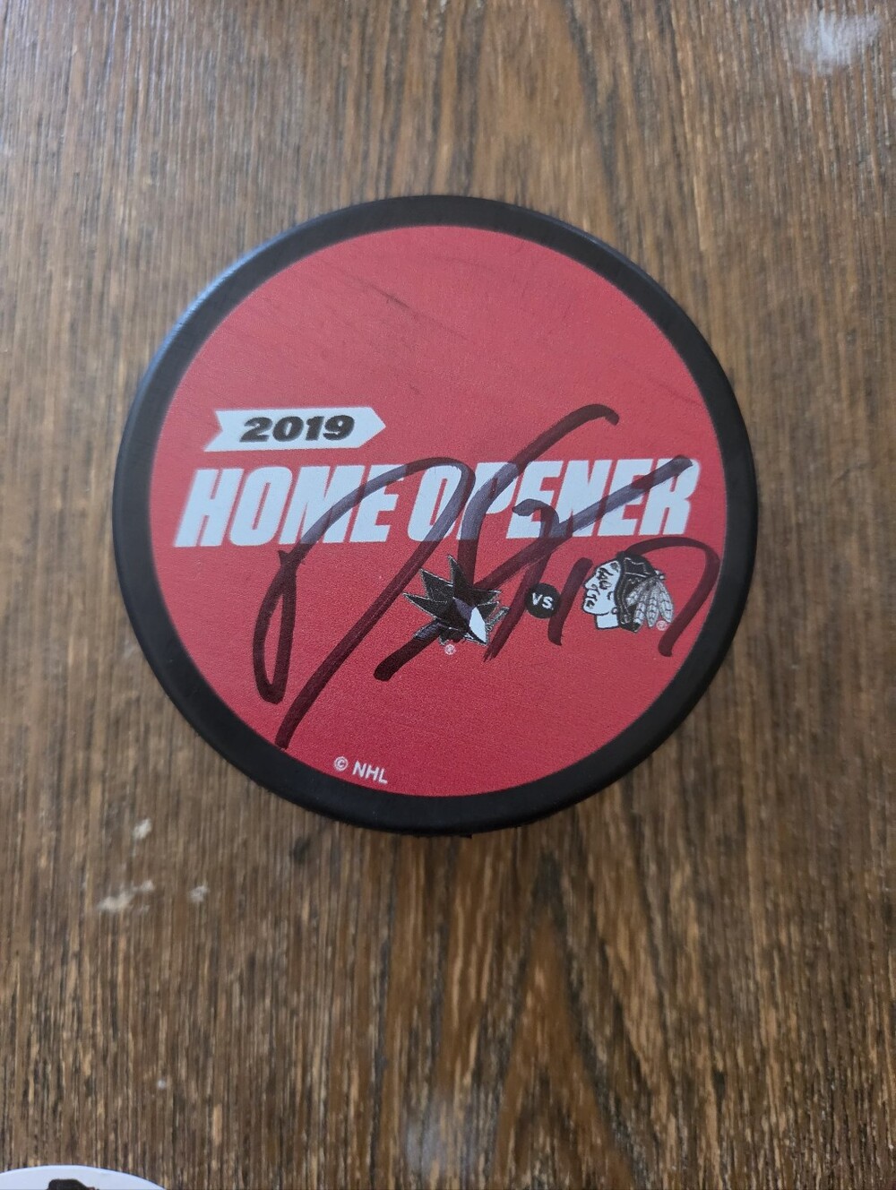 Chicago Blackhawks Dylan Strome Autographed Puck - 2019 Home Opener with COA